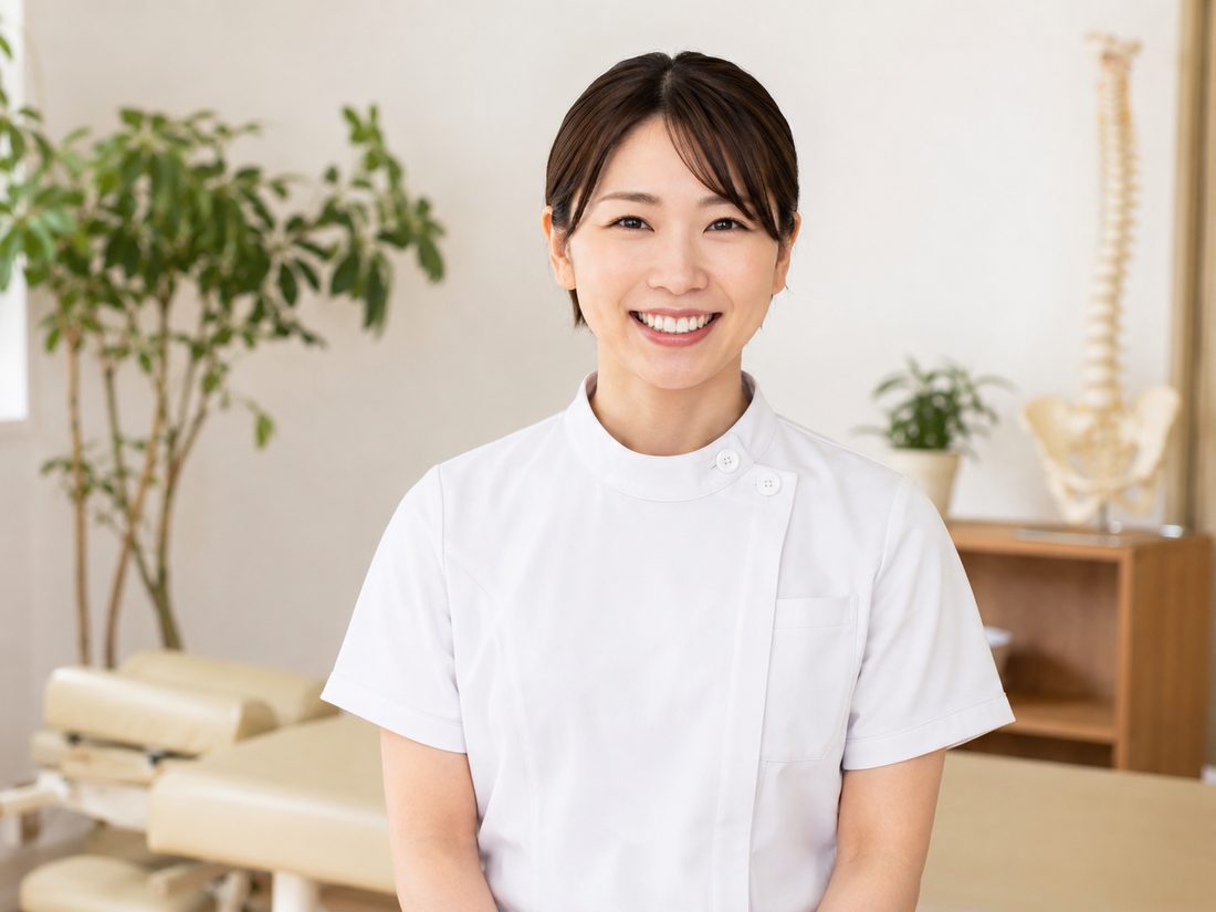 笑顔で対応するめぐる整体院の施術者